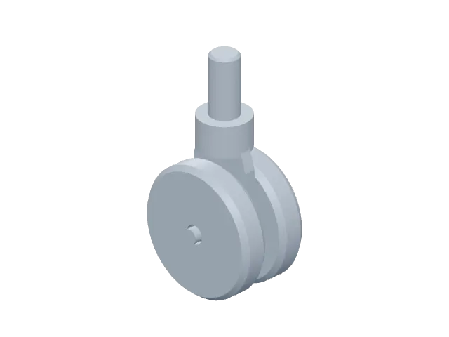 The Office chair caster Make built, shown from an angle
